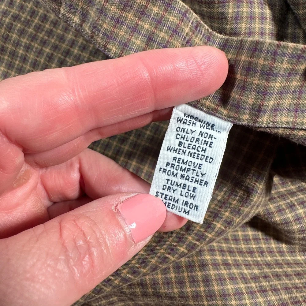 Polo Ralph Lauren Button Down Mens 16.5 (L) Olive/Tan Plaid Estate Classic Fit